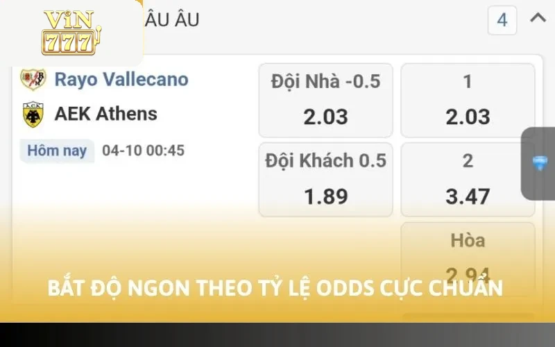 Bắt độ ngon theo tỷ lệ odds cực chuẩn